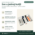Naslovna infografika: pametni sat, bežične slušalice i sedam narukvica u boji, spremno za poklon