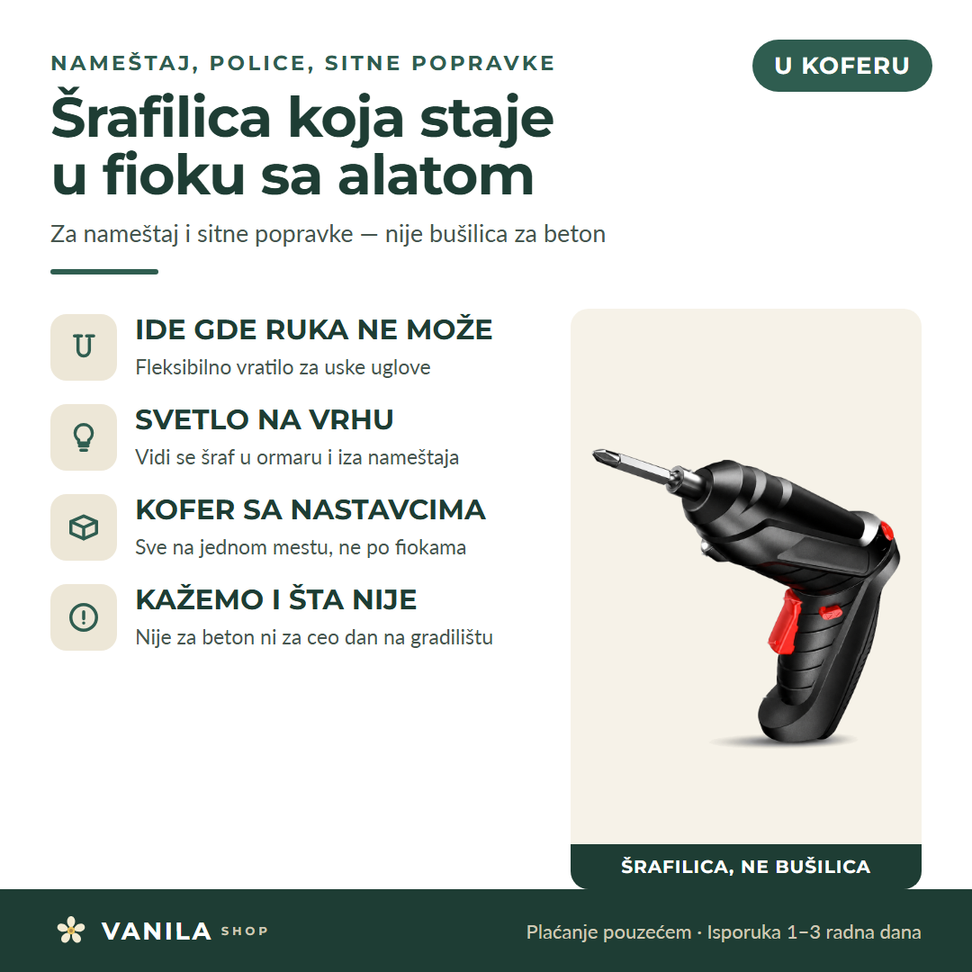 Aku šrafilica sa nastavcima u koferu