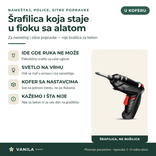 Aku šrafilica sa nastavcima u koferu