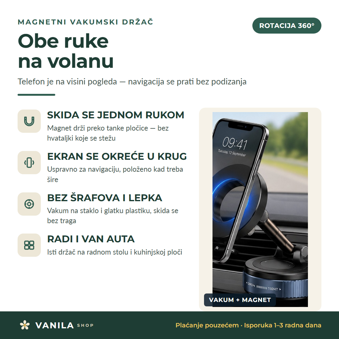 Magnetni vakumski držač za telefon
