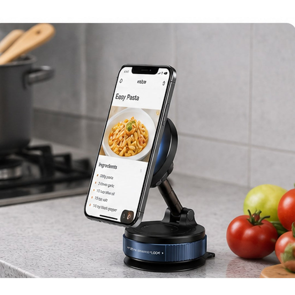Držač na kuhinjskoj radnoj ploči, recept na ekranu telefona